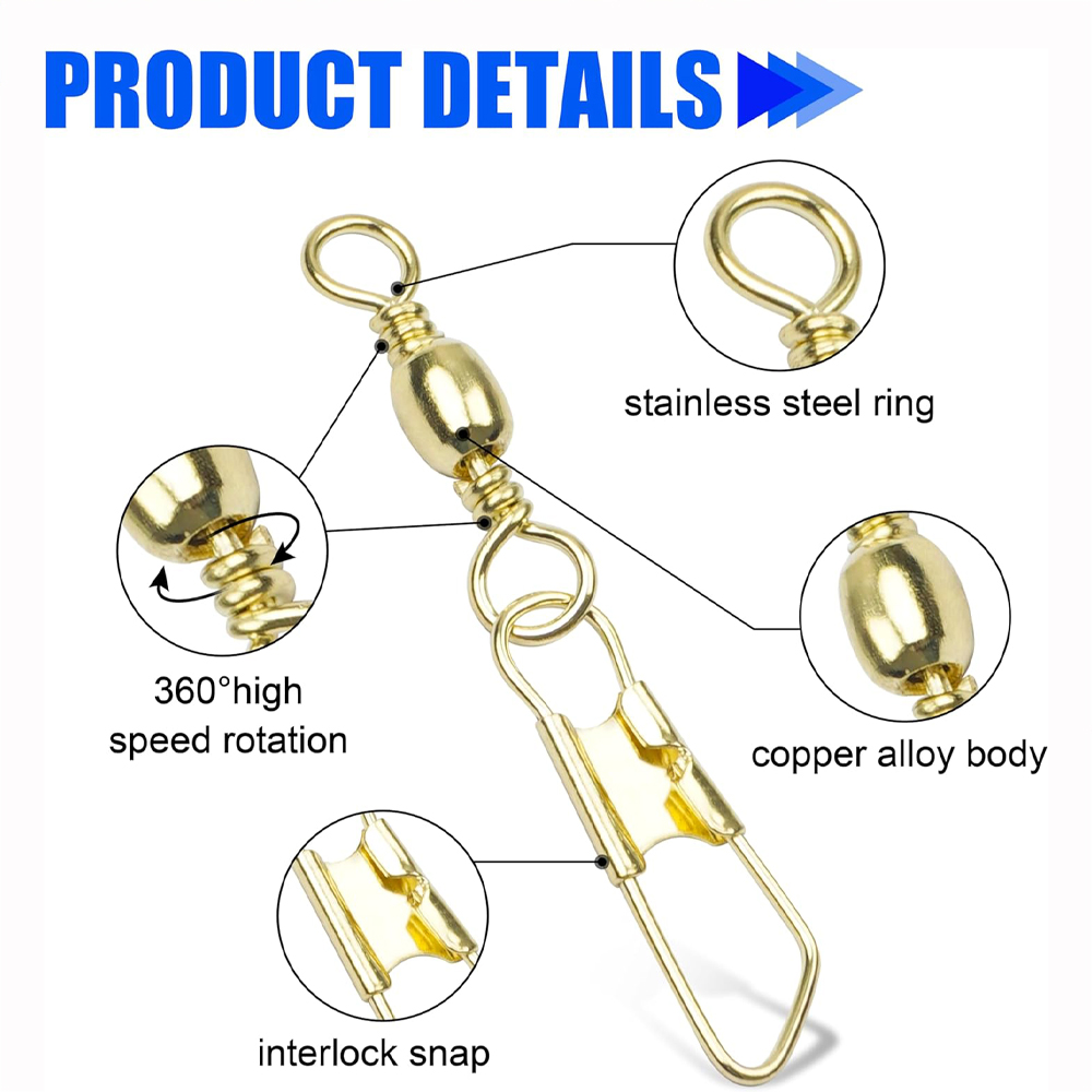 50Pcs Gold Angeln Barrel Wirbe – Fishing Lure Accessories Bewertung und Preis